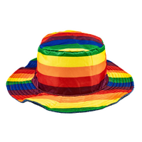 Stingy Brim Terry Towelling Bucket Hat Daggy Fishing Camping Lad Cap 100% COTTON - Rainbow/Blue - XXL (59-60cm)