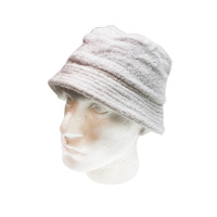 Stingy Brim Terry Towelling Bucket Hat Daggy Fishing Camping Lad Cap 100% COTTON - White - S/M