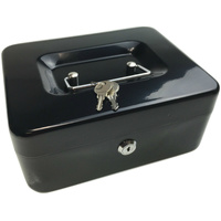 Lockable METAL CASH BOX Deposit Petty Cash Slot Money Safe Portable 2 Keys New