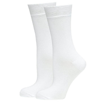 BAMBOO SOCKS Crew Natural Eco Healthy Enviro Unisex Work Anti-Bacterial Business - White - 6-11