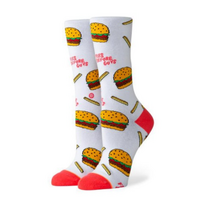 Stance &quot;&quot;Fries Before Guys&quot;&quot; Burger &amp; Fries Crew Socks – Fun Food Print - S
