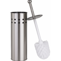 Toilet Brush Holder Metal Stainless Steel Bathroom Set Handle Round Cover Clean