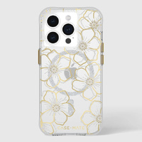 Case-Mate Floral Gems MagSafe Case For iPhone 15 Pro - Gold