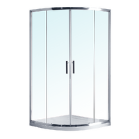 100 x 100cm Rounded Sliding 6mm Curved Shower Screen with Base in Chrome