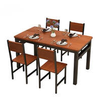 NNECN Wood &amp; Steel Dining Set (Oak &amp; Black)