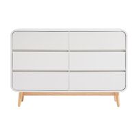 Merlin White Modern Retro Chest of Drawers Cabinet White and Oak