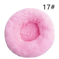Calming Donut Pet Bed -Soft Faux Fur, Anti-Anxiety Fluffy Round Bed for Cats and Small Dogs (Pink)50cm