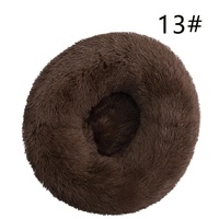 Calming Donut Pet Bed -Soft Faux Fur, Anti-Anxiety Fluffy Round Bed for Cats and Small Dogs (Coffee)40cm