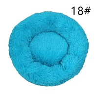 Calming Donut Pet Bed -Soft Faux Fur, Anti-Anxiety Fluffy Round Bed for Cats and Small Dogs (blue)50cm