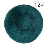 Calming Donut Pet Bed -Soft Faux Fur, Anti-Anxiety Fluffy Round Bed for Cats and Small Dogs (cyan blue)40cm