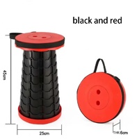 Portable Collapsible Telescopic Stool - Foldable, Lightweight, Adjustable, and Compact Camping Chair (Red-black)