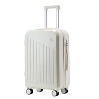 Smart Carry-On Luggage with Cup Holder &amp; USB Charging Port - White Color Spinner Suitcase for Travel Convenience  20 inch