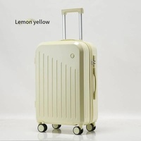 Smart Carry-On Luggage with Cup Holder &amp; USB Charging Port - Yellow Color Spinner Suitcase for Travel Convenience  20 inch