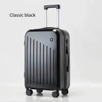 Smart Carry-On Luggage with Cup Holder &amp; USB Charging Port - Black Color Spinner Suitcase for Travel Convenience  24 inch