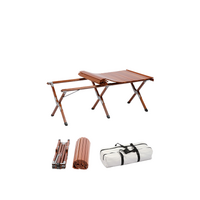 Portable Solid Wood Folding Camping Table - Sapele Roll-Up Picnic and BBQ Dining Table 120*60*43cm