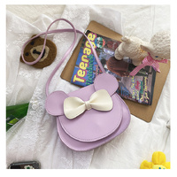 Adorable Bow Bear Crossbody Bag for Kids - Purple Small Shoulder Bag 13*13*5cm