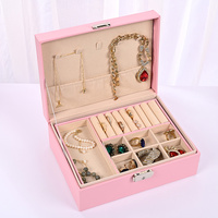 Luxury Jewelry Organizer Box - Elegant Multi-Compartment Storage Case (Pink)23*17*8.8cm