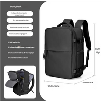 Water-Resistant Laptop Backpack with USB Charging Port and Wet-Dry Separation (Black)