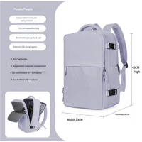 Water-Resistant Laptop Backpack with USB Charging Port and Wet-Dry Separation (Purple)