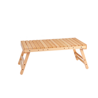 Folding Wooden Picnic Table - Portable Compact Outdoor Coffee &amp; Camping Table- log color 67*37*28cm