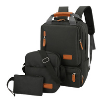 3-Piece  Black Travel Backpack Set - Stylish Multi-Functional Backpack, Shoulder Bag &amp; Pouch for Men &amp; Women