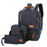 3-Piece  Blue Travel Backpack Set - Stylish Multi-Functional Backpack, Shoulder Bag &amp; Pouch for Men &amp; Women
