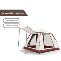 5-8 Person Square Camping Tent | Double-Layer Silver Coated Waterproof Shelter with Awning (240*240*155cm)