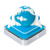 The Earth 3D Paper Sculpture Night Light with Memo Pad, Silver Base - Elegant Gift Set for Home &amp; Office( Blue )