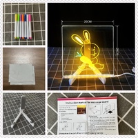 20*20 cm DIY Erasable Children&#39;s Drawing Board - LED Light Blackboard with Stand for Writing and Doodling