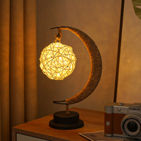 LED Multi-Shape Decorative Lights - Star, Moon, Apple USB Night Lights with Handmade Hemp Rope, Warm Iron Craft, Perfect Birthday &amp; Christmas Gift