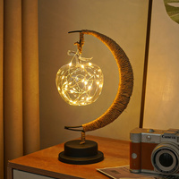 LED Multi-Shape Decorative Lights - Star, Moon, Apple USB Night Lights with Handmade Hemp Rope, Warm Iron Craft, Perfect Birthday &amp; Christmas Gift
