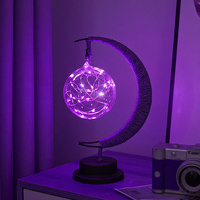 LED Multi-Shape Decorative Lights  Purple Star, Moon, Apple USB Night Lights with Handmade Hemp Rope, Warm Iron Craft, Perfect Birthday &amp; Christmas Gi