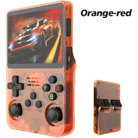 Orange-red Retro Portable Gaming Console with 128GB, 2 Memory Card - 3D Games, HD Display, and Dual Joysticks