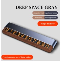 Gray Premium Alloy and Wood Temporary Parking Card - Sliding Design for Privacy, Includes 6 Number Sets