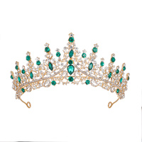 Luxury Full Rhinestone Bridal Tiara - Elegant Alloy Crown Hairband with 3A Grade Crystals  Green
