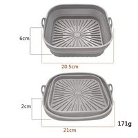 3D Square Air Fryer Silicone Liners - Food-Grade, Non-Stick, Reusable Basket Mats for Air Fryers, Ovens, and Microwaves (4 PCS Gray)