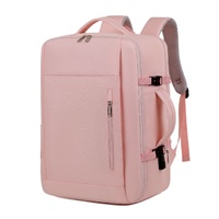 Pink Expandable Backpack with USB Port - Multi-Functional Outdoor, Commuter &amp; Laptop Bag