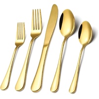 Gold 410 Stainless Steel Cutlery Set - Western Steak Knife, Fork &amp; Spoon Set, 6 Set/30-Piece Dinnerware Set
