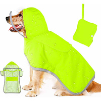 XXL Green Reflective Adjustable Pet Raincoat with Hood - Waterproof Dog Jacket, Adjustable Dog Poncho for Outdoor Protection