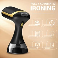 Black Handheld Garment Steamer - Portable Mini Steam Iron for Home Use, Wrinkle Remover &amp; Fabric Freshener, Small Travel-Friendly Iron for Clothes, St