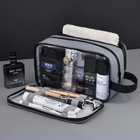 Grey Elite Series 3-Layer Large Capacity Men&#39;s Toiletry Bag - Portable Travel Cosmetic Organizer with Premium Design
