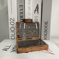 Brown Vintage Wooden Display Box – Glass Lid Organizer for Rocks, Jewelry, and Collectibles