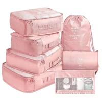 Pink Travel Packing Cube Set - 7-Piece Luggage Organizer for Clothes, Toiletries, and Accessories