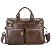 Coffee Brown Men's Genuine Leather Briefcase - Classic Business Messenger Bag