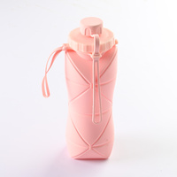 Pink 600ml Silicone Folding Water Bottle - Eco-Friendly Collapsible Travel Bottle600ml Silicone Folding Water Bottle - Eco-Friendly Collapsible Travel