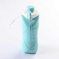 Blue 600ml Silicone Folding Water Bottle - Eco-Friendly Collapsible Travel Bottle600ml Silicone Folding Water Bottle - Eco-Friendly Collapsible Travel