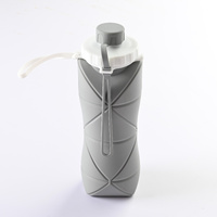 Grey 600ml Silicone Folding Water Bottle - Eco-Friendly Collapsible Travel Bottle600ml Silicone Folding Water Bottle - Eco-Friendly Collapsible Travel