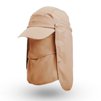Khaki UV Protection 4-in-1 Outdoor Sun Hat with Removable Flaps