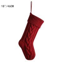 3 PCS Red Knitted Christmas Gift Bag with Decorative Stocking &amp; Color Block Cable Knit - Large Capacity Holiday Gift Bag