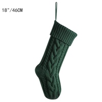 3 PCS Green Knitted Christmas Gift Bag with Decorative Stocking &amp; Color Block Cable Knit - Large Capacity Holiday Gift Bag